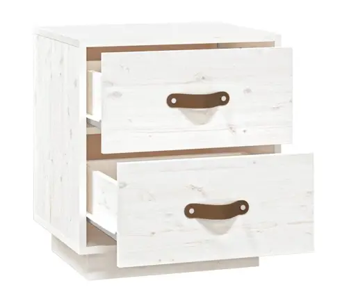 Naktinė Spintelė, Balta, 40X34X45cm Pušies Medienos Masyvas
