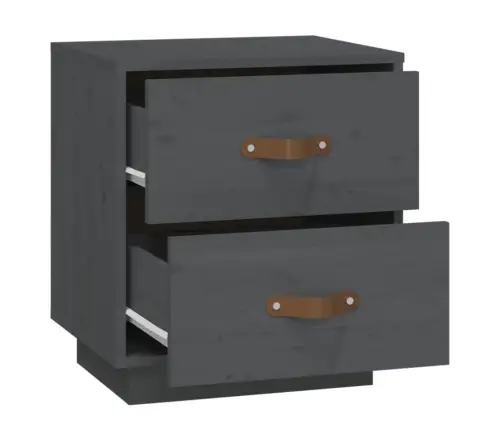 Naktinė Spintelė, Pilka, 40X34X45cm Pušies Medienos Masyvas