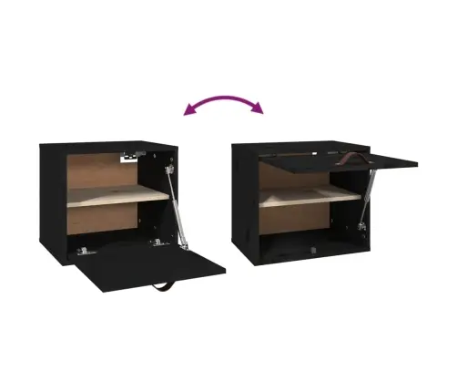 Sienas Skapītis, Melns, 40X30X35 Cm, Priedes Masīvkoks Vidaxl