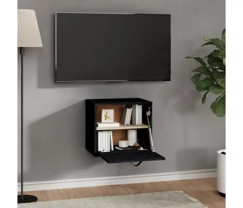 Sienas Skapītis, Melns, 40X30X35 Cm, Priedes Masīvkoks Vidaxl