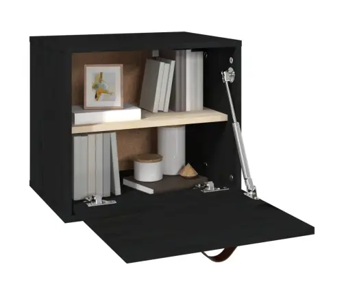 Sienas Skapītis, Melns, 40X30X35 Cm, Priedes Masīvkoks Vidaxl