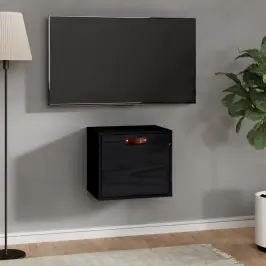 Sienas Skapītis, Melns, 40X30X35 Cm, Priedes Masīvkoks Vidaxl