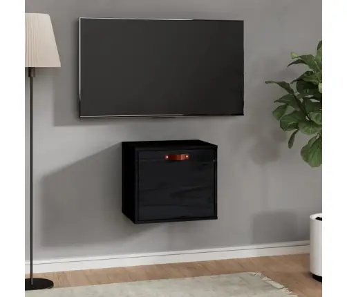 Sienas Skapītis, Melns, 40X30X35 Cm, Priedes Masīvkoks Vidaxl