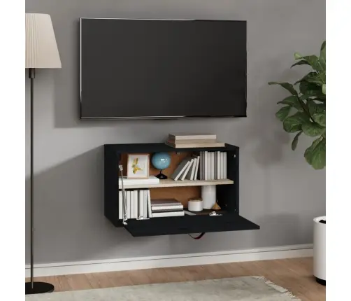 Sieninė Spintelė, Juoda, 60X30X35cm Pušies Medienos Masyvas