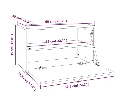 Sieninė Spintelė, Juoda, 60X30X35cm Pušies Medienos Masyvas
