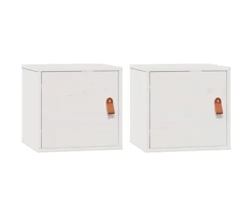 Sienas Skapīši, 2 Gab., Balti, 31,5X30X30 Cm, Priedes Masīvkoks Vidaxl