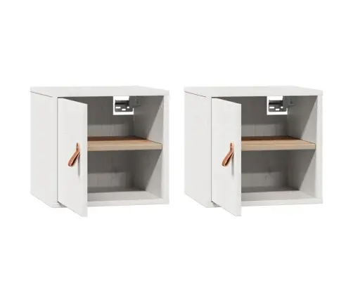Sienas Skapīši, 2 Gab., Balti, 31,5X30X30 Cm, Priedes Masīvkoks Vidaxl