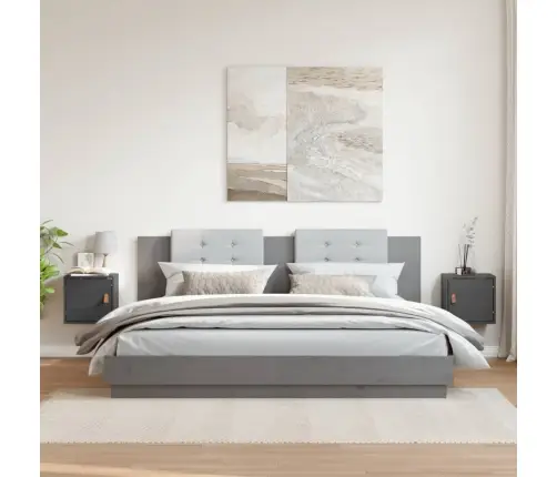 Sieninės Spintelės, 2Vnt., Pilkos, 31,5X30X30cm Pušies Masyvas