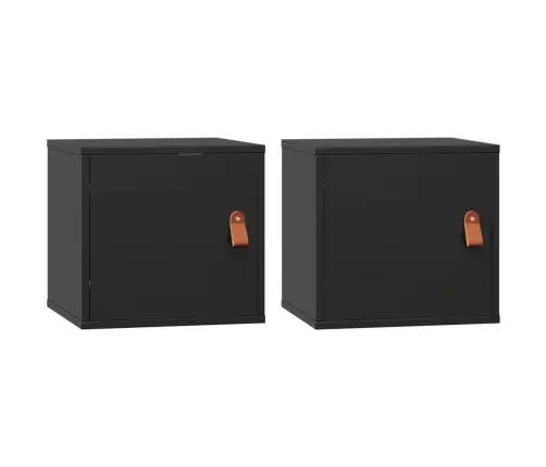 Sienas Skapīši, 2 Gab., Melni, 31,5X30X30 Cm, Priedes Masīvkoks Vidaxl