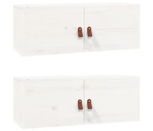 Seinakapid, 2 Tk, Valge, 80X30X30 cm Männipuit