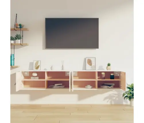 Seinakapid, 2 Tk, Valge, 80X30X30 cm Männipuit