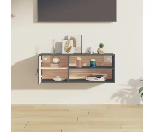 Sienas Skapītis, Pelēks, 80X30X30 Cm, Priedes Masīvkoks Vidaxl