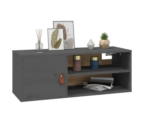 Sienas Skapītis, Pelēks, 80X30X30 Cm, Priedes Masīvkoks Vidaxl