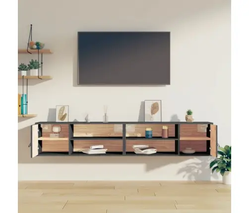 Sienas Skapīši, 2 Gab., Pelēki, 80X30X30 Cm, Priedes Masīvkoks Vidaxl Sienas Skapīši, 2 Gab., Pelēki, 80X30X30 Cm, Priedes Masīvkoks Vidaxl