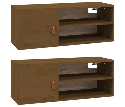 Sienas Skapīši, 2 Gab., Brūni, 80X30X30 Cm, Priedes Masīvkoks Vidaxl