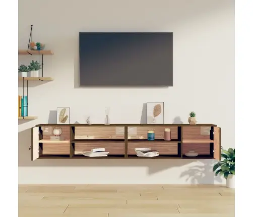 Sienas Skapīši, 2 Gab., Brūni, 80X30X30 Cm, Priedes Masīvkoks Vidaxl