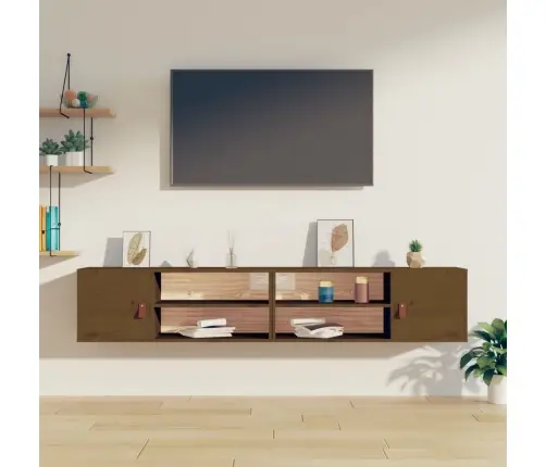 Sienas Skapīši, 2 Gab., Brūni, 80X30X30 Cm, Priedes Masīvkoks Vidaxl