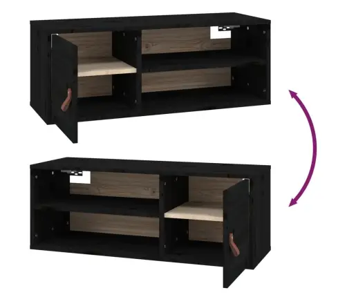 Sienas Skapīši, 2 Gab., Melni, 80X30X30 Cm, Priedes Masīvkoks Vidaxl