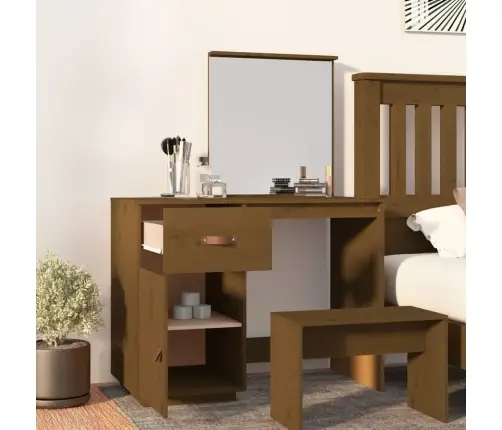 Spoguļgaldiņš, Medus Brūns, 95X50X134 Cm, Priedes Masīvkoks Vidaxl