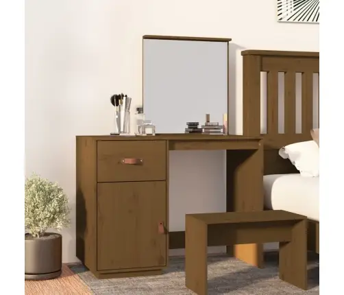 Spoguļgaldiņš, Medus Brūns, 95X50X134 Cm, Priedes Masīvkoks Vidaxl