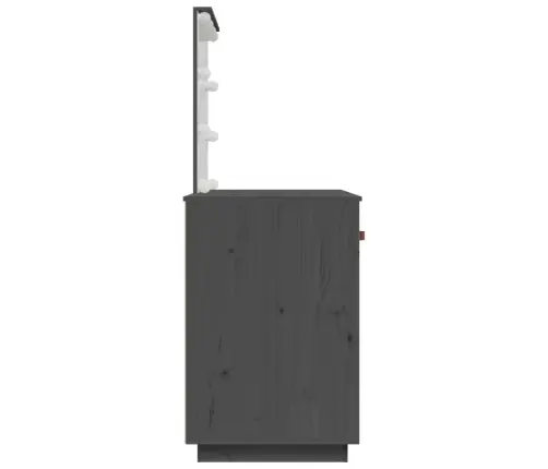 Spoguļgaldiņš Ar Led, Pelēks, 95X50X133,5 Cm, Priedes Masīvkoks Vidaxl
