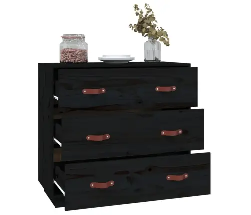 Kumode, Melna, 80X40X75 Cm, Priedes Masīvkoks Vidaxl Kumode, Melna, 80X40X75 Cm, Priedes Masīvkoks Vidaxl