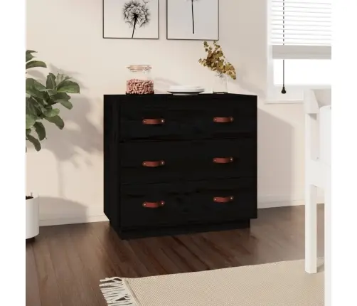 Kumode, Melna, 80X40X75 Cm, Priedes Masīvkoks Vidaxl Kumode, Melna, 80X40X75 Cm, Priedes Masīvkoks Vidaxl