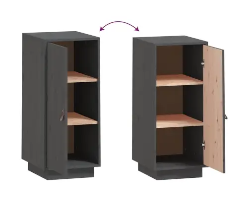 Kumode, Pelēka, 34X40X75 Cm, Priedes Masīvkoks Vidaxl