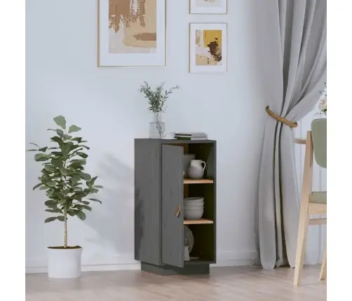 Kumode, Pelēka, 34X40X75 Cm, Priedes Masīvkoks Vidaxl