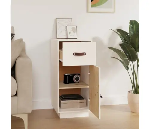 Kumode, Balta, 34X40X75 Cm, Priedes Masīvkoks Vidaxl