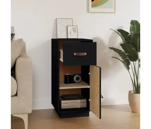 Kumode, Melna, 34X40X75 Cm, Priedes Masīvkoks Vidaxl