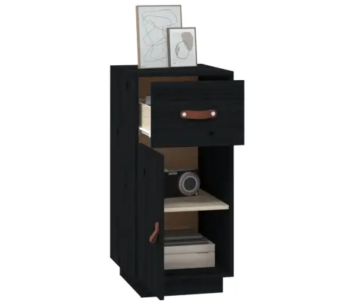 Kumode, Melna, 34X40X75 Cm, Priedes Masīvkoks Vidaxl