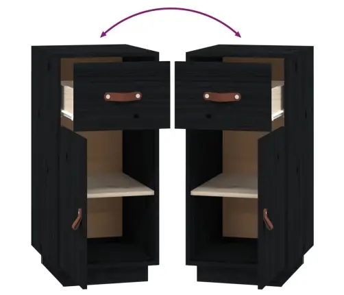 Kumode, Melna, 34X40X75 Cm, Priedes Masīvkoks Vidaxl