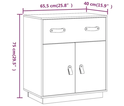 Kumode, 65,5X40X75 Cm, Priedes Masīvkoks Vidaxl
