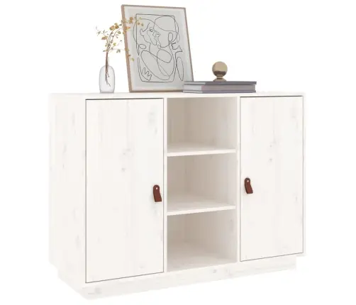 Puhvetkapp, Valge, 100X40X75cm Täismännipuit