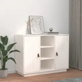 Puhvetkapp, Valge, 100X40X75cm Täismännipuit