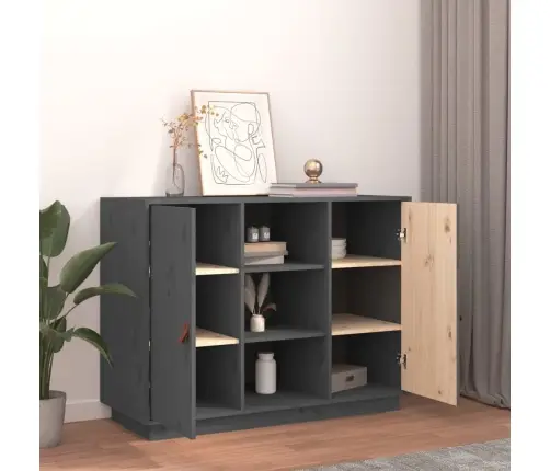 Kumode, Pelēka, 100X40X75 Cm, Priedes Masīvkoks Vidaxl