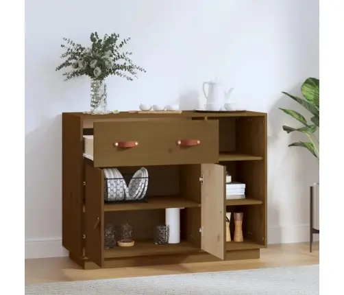 Kumode, Medus Brūna, 98,5X40X75 Cm, Priedes Masīvkoks Vidaxl