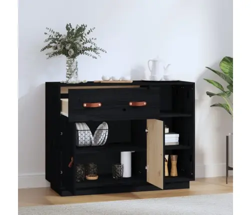 Kumode, Melna, 98,5X40X75 Cm, Priedes Masīvkoks Vidaxl