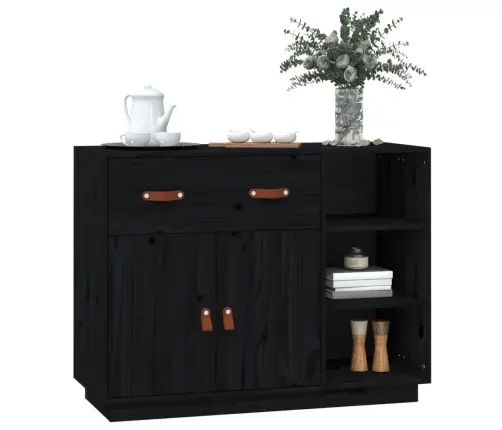 Kumode, Melna, 98,5X40X75 Cm, Priedes Masīvkoks Vidaxl