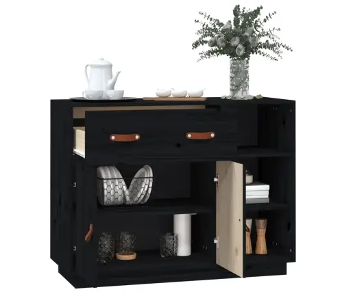 Kumode, Melna, 98,5X40X75 Cm, Priedes Masīvkoks Vidaxl