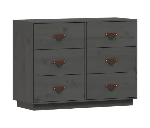 Kumode, Pelēka, 100X40X75 Cm, Priedes Masīvkoks Vidaxl