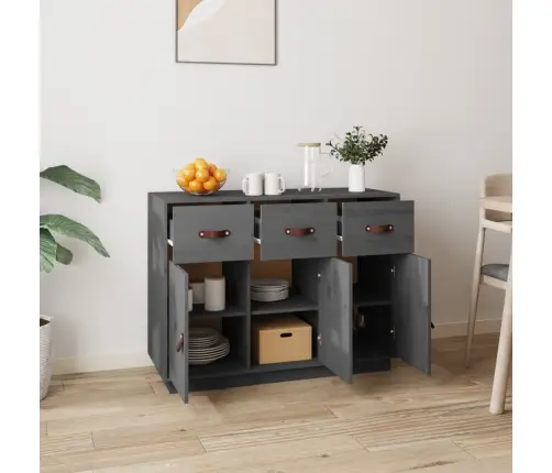 Kumode, Pelēka, 100X40X75 Cm, Priedes Masīvkoks Vidaxl