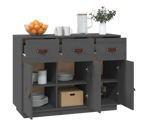 Kumode, Pelēka, 100X40X75 Cm, Priedes Masīvkoks Vidaxl