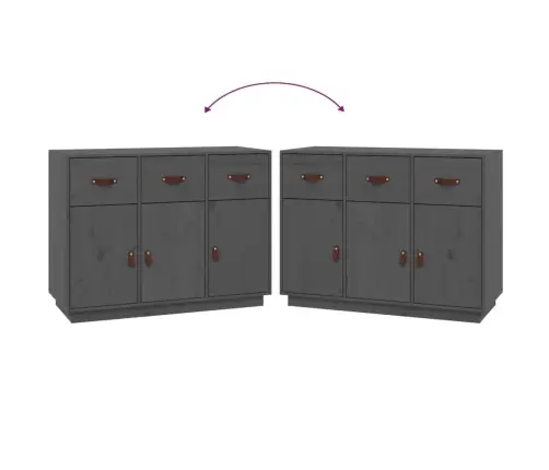 Kumode, Pelēka, 100X40X75 Cm, Priedes Masīvkoks Vidaxl