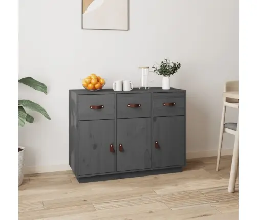 Kumode, Pelēka, 100X40X75 Cm, Priedes Masīvkoks Vidaxl