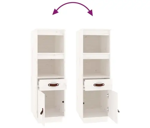 Augstais Skapītis, Balts, 34X40X108,5 Cm, Priedes Masīvkoks Vidaxl