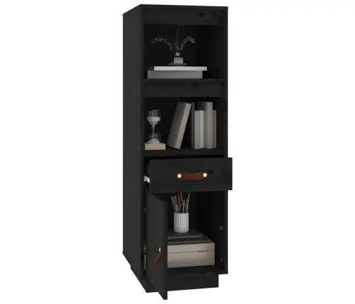 Augstais Skapītis, Melns, 34X40X108,5 Cm, Priedes Masīvkoks Vidaxl