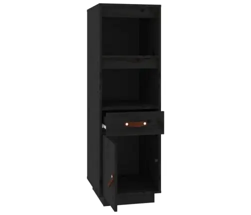 Augstais Skapītis, Melns, 34X40X108,5 Cm, Priedes Masīvkoks Vidaxl