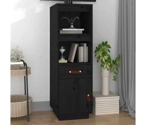 Augstais Skapītis, Melns, 34X40X108,5 Cm, Priedes Masīvkoks Vidaxl